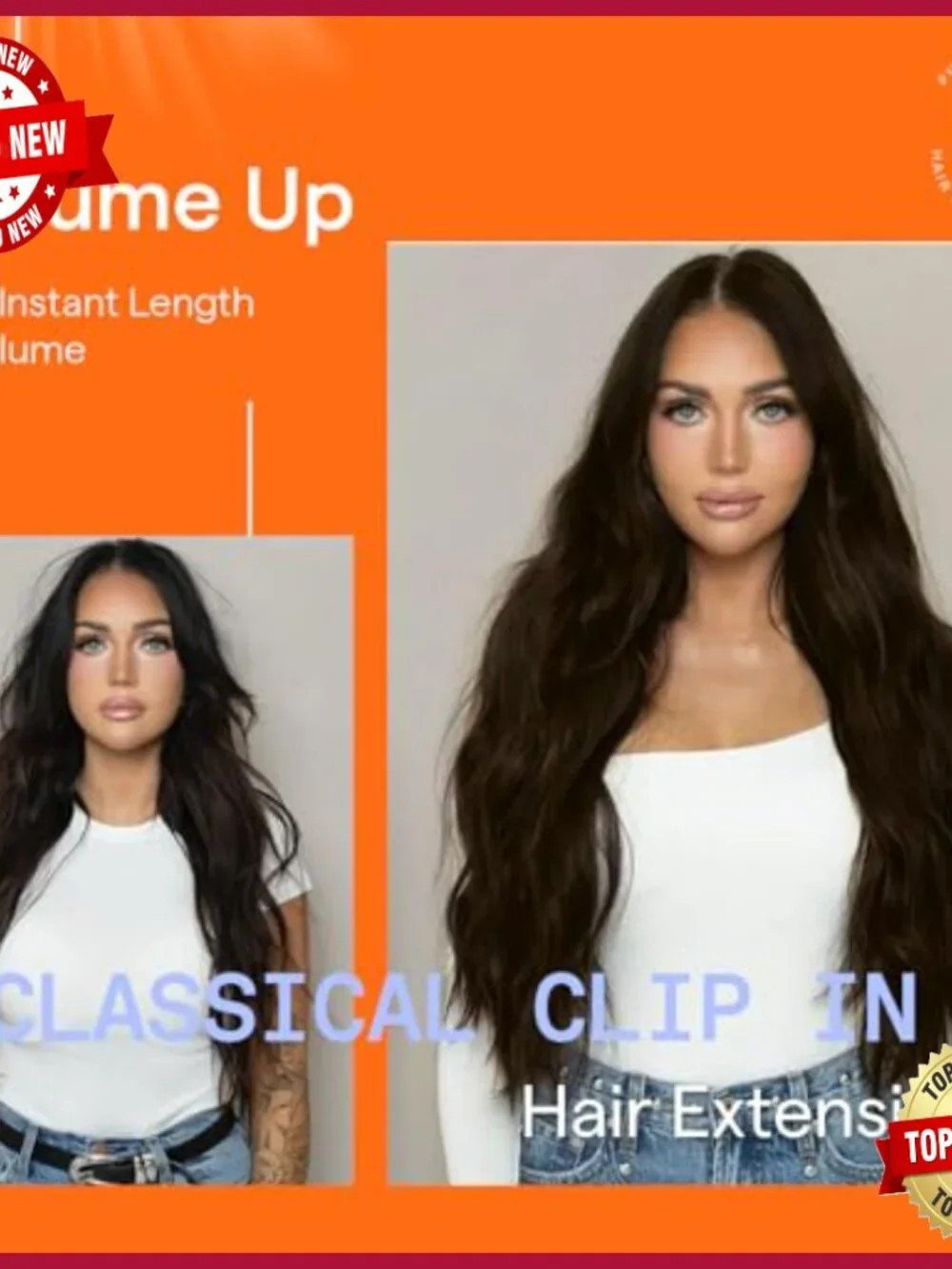22 Inch Straight Human Hair Clip-In Extensions 7 Piece Set 120g